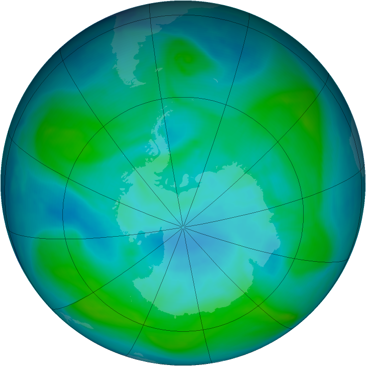 Antarctic ozone map for 16 January 2006